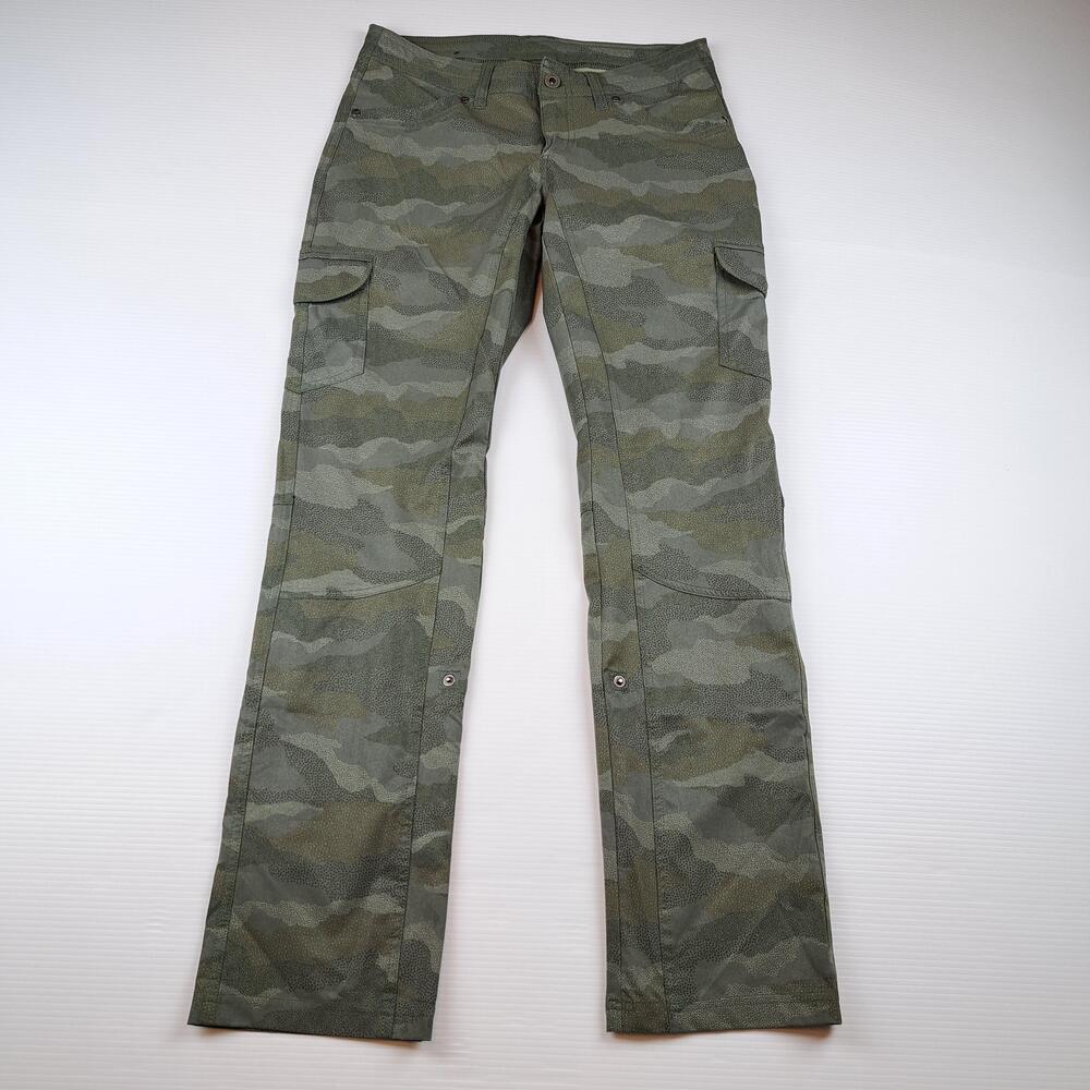 Kuhl Pants Womens 4 Green Camo Cargo Lightweight Hiking Outdoor Travel Trail - Picture 14 of 14